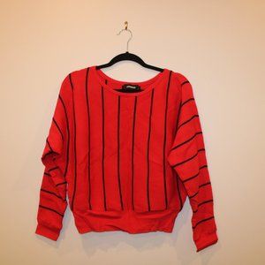 Red Express Crop Sweater with Black Stripes